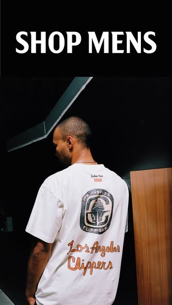 A promotional image featuring a man wearing a Los Angeles Clippers t-shirt. The ad is promoting the brand Julian Pace.