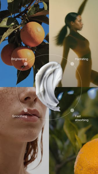 This image ad showcases the product benefits of a skincare product, highlighting features such as brightening, hydrating
