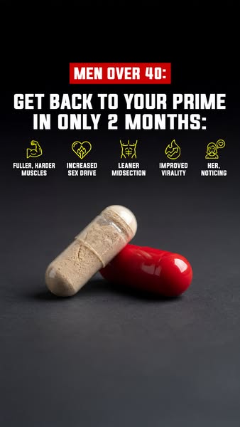 This image ad is promoting a product for men over 40 that helps them improve their vitality and overall well-being. The 