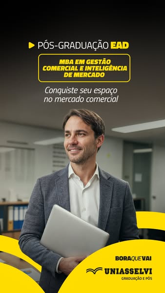 This ad uses an image to promote an MBA program. The ad features a man in a suit holding a laptop in an office setting, 