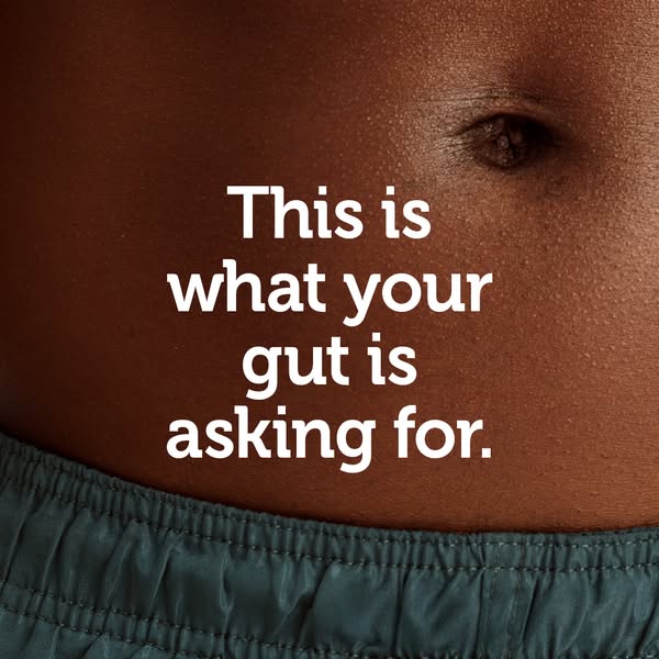 This ad for a gut health supplement features a close-up of a person's torso with the headline 'This is what your
