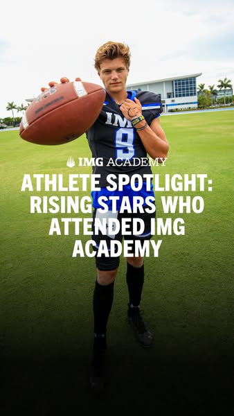 This ad features a young football player who attended IMG Academy. The ad is designed to highlight the success of athlet