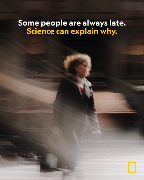 This ad uses the visual of a blurry woman walking down the street to illustrate the concept of people being late and how