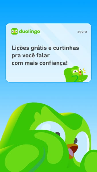 This ad for Duolingo highlights the app's free and short lessons, designed to help users speak with more confidence.