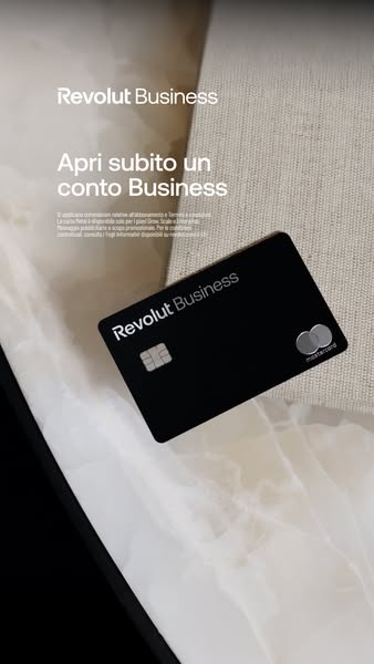 An image ad for Revolut Business, promoting their business account services. The ad features a minimalist design with a 