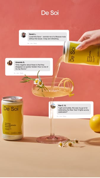 This image ad features the De Soi brand, showcasing customer testimonials in a format that mimics social media comments.