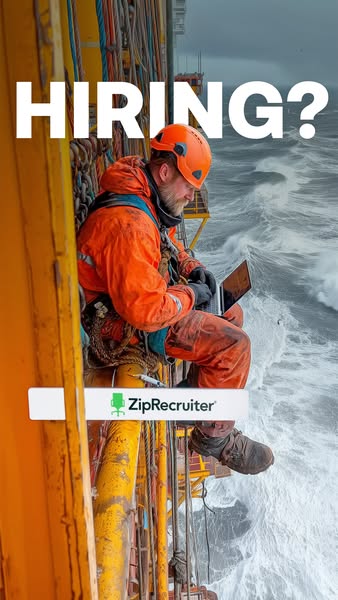 This ad for ZipRecruiter presents an image of a construction worker on the job with the question "Hiring?" Thi