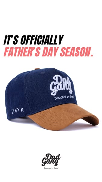 This image ad for Dad Gang promotes their baseball cap for Father's Day season. The ad features the product, and hig