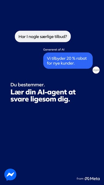 This ad shows a conversation between a customer and an Al-agent where the agent offers a discount to new customers and l