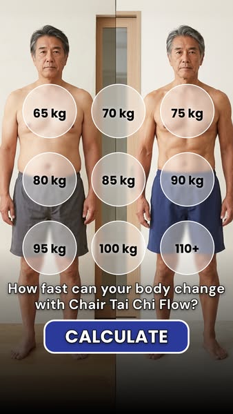 This image ad showcases a before-and-after transformation, highlighting the potential body changes achievable with Chair