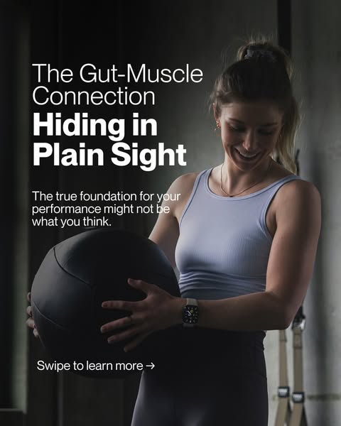 This ad aims to educate users about the connection between gut health and muscle performance, implying that the solution
