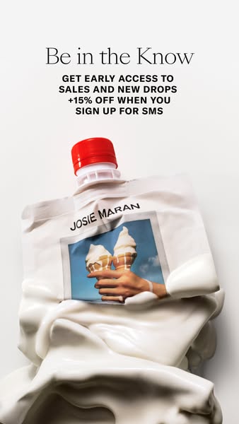 This ad for Josie Maran features a creative visual of the brand's product packaging, presented as if squeezed and sp