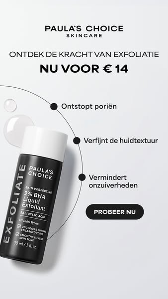 This ad promotes Paula's Choice 2% BHA Liquid Exfoliant. The ad uses a product-focused approach, showcasing the prod