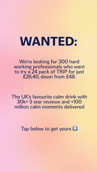 The ad is attempting to get the attention of 300 hard working professionals and is offering them a chance to try TRIP, w