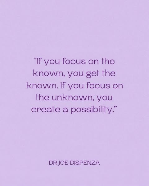 This image ad features a quote from Dr. Joe Dispenza on a lavender background. The quote encourages focusing on the unkn