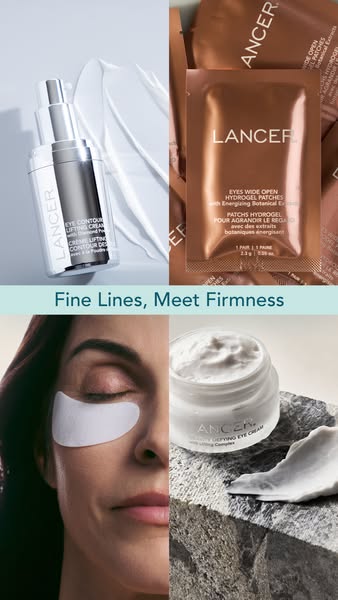 This image ad is for Lancer skincare products. The ad features two products that help improve the appearance of fine lin