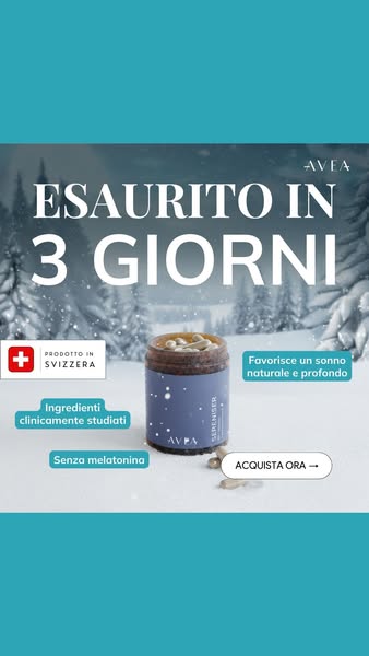 This image ad is advertising Avea's Sereniser sleep supplement. The ad highlights that the product is made in Switze