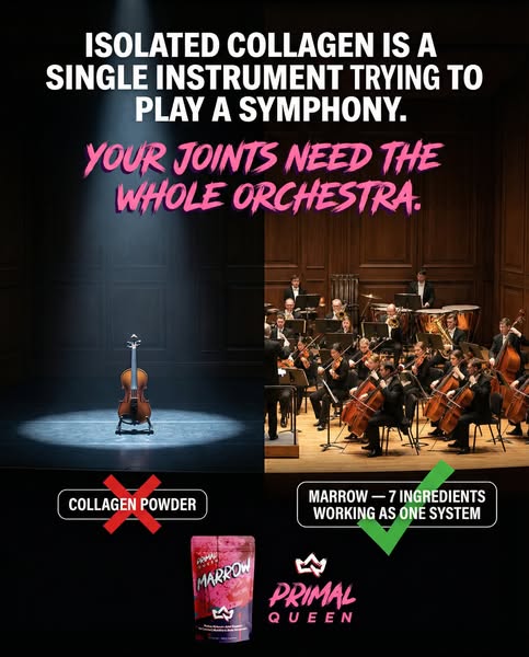 This ad uses the analogy of a symphony orchestra to promote Primal Queen Marrow supplement as a complete system to nouri