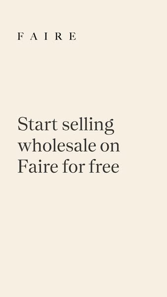 This static image ad for Faire is geared towards wholesale sellers, inviting them to start selling on Faire for free. Th