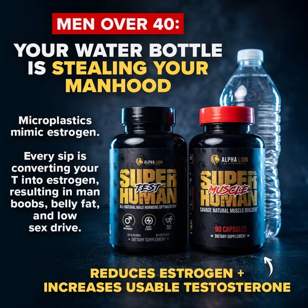 This image ad is targeted toward men over 40 and attempts to persuade them to buy the Alpha Lion 'Super Test Human&#