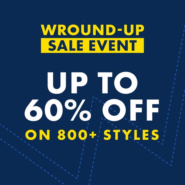 This image ad promotes a "WROUND-UP SALE EVENT" offering "UP TO 60% OFF" on "800+ STYLES."