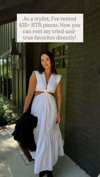 The ad features a stylist sharing her positive experience renting clothes and promoting the opportunity for viewers to r