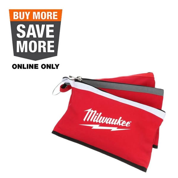 This ad features a red Milwaukee tool bag with the words "Buy More Save More"