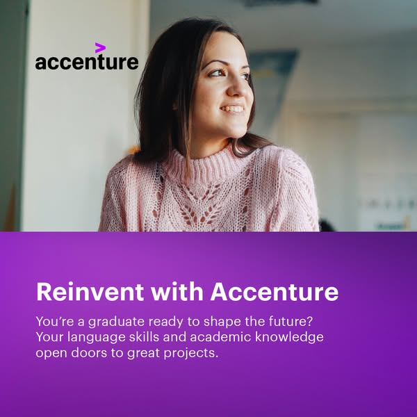 This image ad for Accenture targets recent graduates and emphasizes the opportunity to shape the future through language