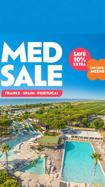 This image ad promotes a sale for travel destinations in France, Spain and Portugal.