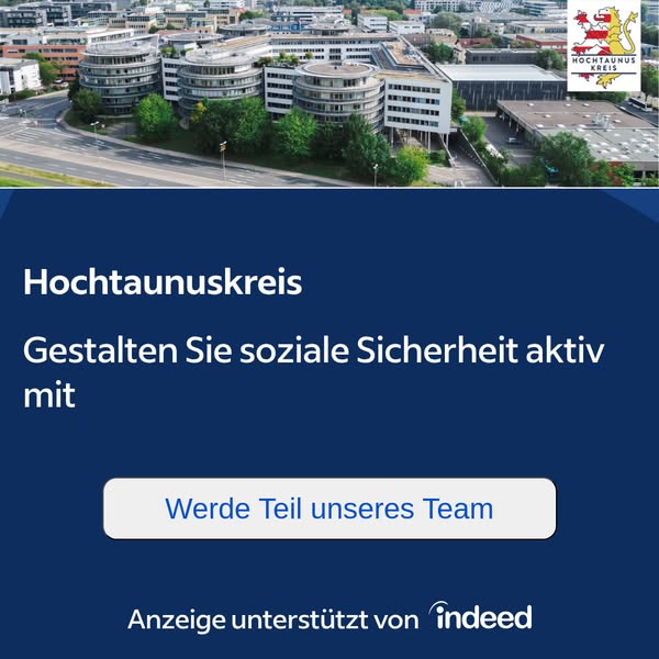 This ad is for employment opportunities at Hochtaunuskreis. It invites viewers to join their team.