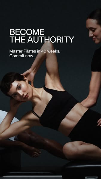 This ad promotes a Pilates program that lasts 40 weeks. The ad features a model doing Pilates.