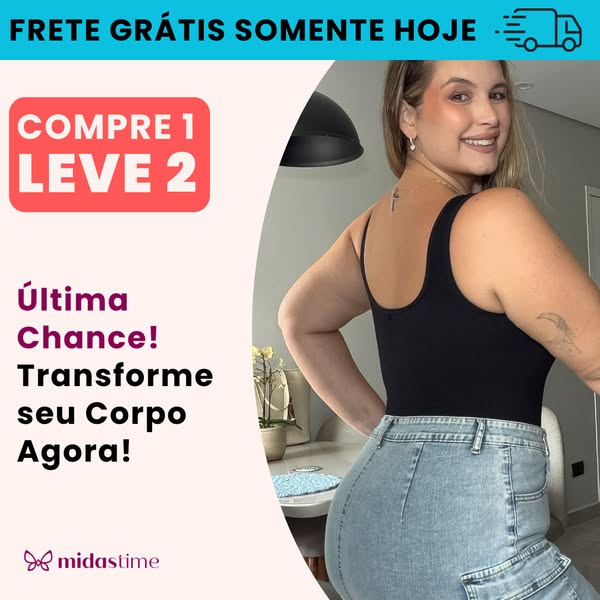 An image ad in Portuguese advertising Midas Time shapewear.