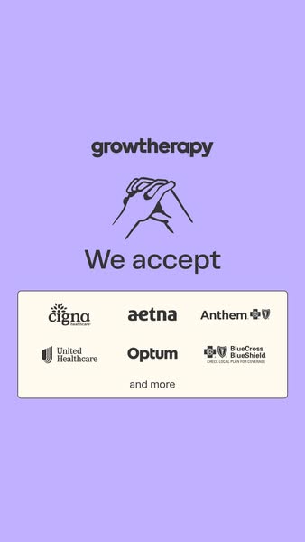 This ad for Growththerapy highlights the various insurance providers that are accepted.