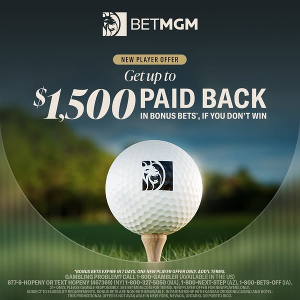 This image ad promotes BetMGM's new player offer, which gives new players up to $1,500 paid back in bonus bets if th