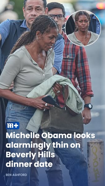 This ad presents a tabloid-style news item about Michelle Obama, using a paparazzi-style photograph and sensationalized 