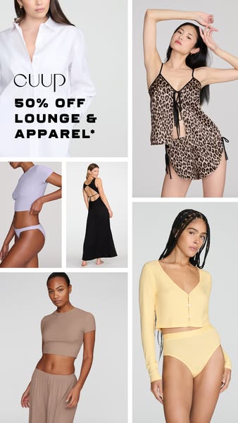This collection ad for CUUP features a variety of clothing items on sale for 50% off. The ad highlights several CUUP pro