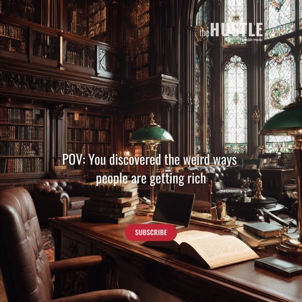 This image ad uses a luxurious looking study and text overlay to promote The Hustle, implying that the viewer could '