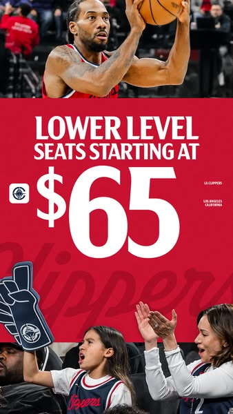 An image ad for the Los Angeles Clippers basketball team advertising lower level seats starting at $65.