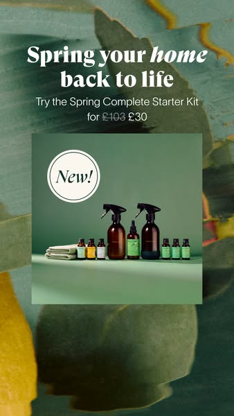 This ad promotes a spring cleaning starter kit, with a discount.