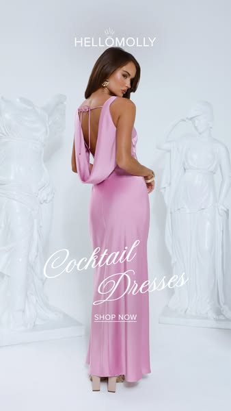 This ad showcases a Hello Molly cocktail dress with the intent to drive sales. The creative design features a model in a