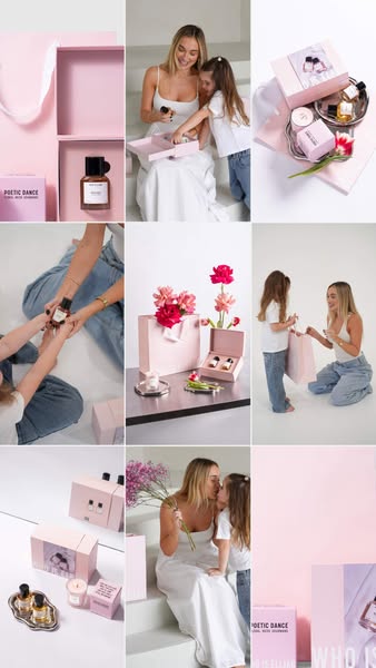 This ad showcases the brand Poetic Dance and its perfumes in a grid format. The ad features a woman, presumed to be a mo
