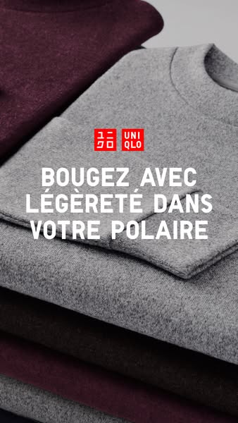 This ad showcases Uniqlo's fleece clothing, emphasizing its lightness and comfort for movement. The ad features a cl