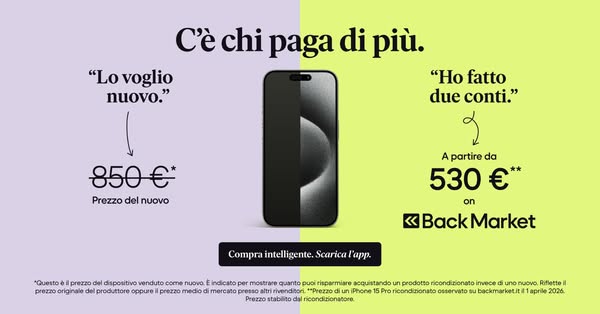 This ad for Back Market compares the price of an iPhone if purchased new, versus if purchased reconditioned from Back Ma