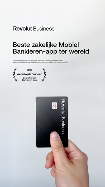 This ad is for Revolut Business, which claims to be the best mobile banking app in the world. The ad features an image o
