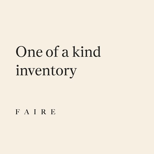 This ad for Faire features a simple image with text that reads "One of a kind inventory" above the brand name.