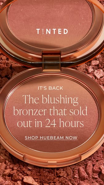 This ad promotes Live Tinted's Huebeam Blushing Bronzer, highlighting its popularity and encouraging immediate purch