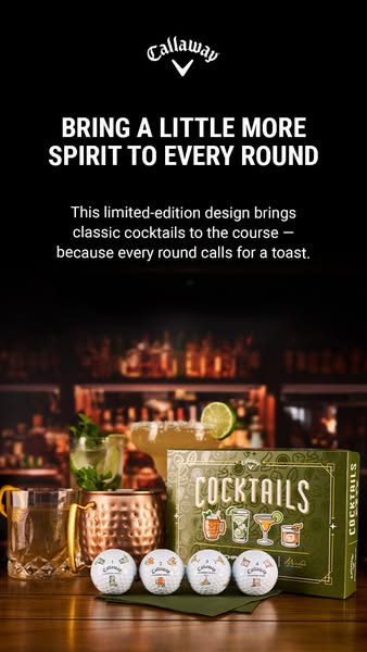 This image ad for Callaway advertises a limited-edition set of golf balls designed with classic cocktail themes. The ad 