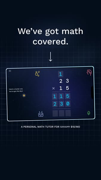 This ad is for a personal math tutor app. It addresses a student's frustration with math by offering personalized su