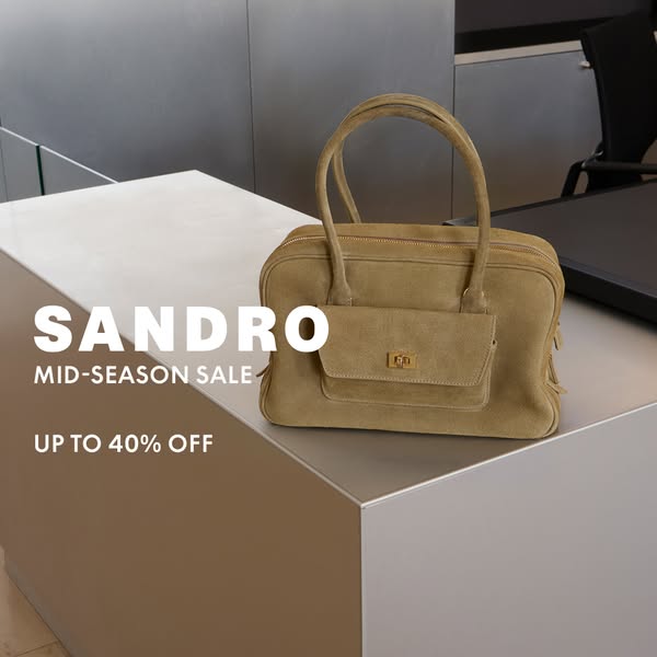 An image ad for Sandro featuring a mid-season sale.