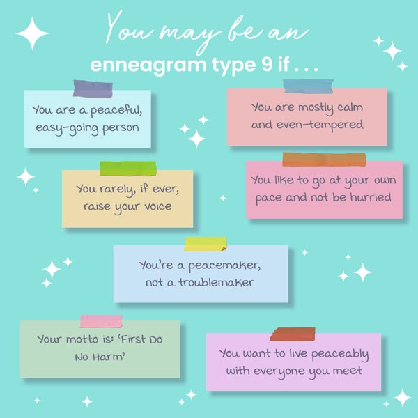 The ad describes characteristics of enneagram type 9.